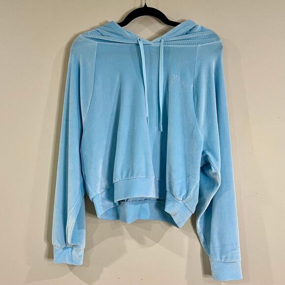 Victoria's Secret On Point Luxe Powder Blue Sweatshirt Cropped size Medium - Picture 1 of 4